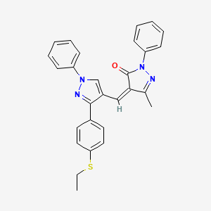 4-((Z)-1-{3-[4-(ethylsulfanyl)phenyl]-1-phenyl-1H-pyrazol-4-yl}methylidene)-3-methyl-1-phenyl-1H-pyrazol-5-one