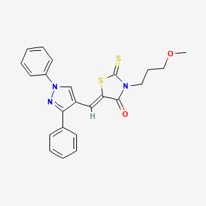 (5Z)-5-[(1,3-diphenyl-1H-pyrazol-4-yl)methylidene]-3-(3-methoxypropyl)-2-thioxo-1,3-thiazolidin-4-one