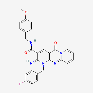 7-[(4-fluorophenyl)methyl]-6-imino-N-[(4-methoxyphenyl)methyl]-2-oxo-1,7,9-triazatricyclo[8.4.0.0^{3,8}]tetradeca-3(8),4,9,11,13-pentaene-5-carboxamide