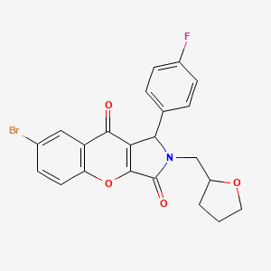 molecular formula C22H17BrFNO4 B11122980 7-Bromo-1-(4-fluorophenyl)-2-(tetrahydrofuran-2-ylmethyl)-1,2-dihydrochromeno[2,3-c]pyrrole-3,9-dione 