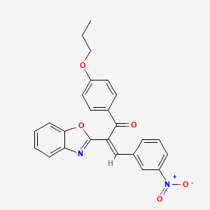 (2Z)-2-(1,3-benzoxazol-2-yl)-3-(3-nitrophenyl)-1-(4-propoxyphenyl)prop-2-en-1-one