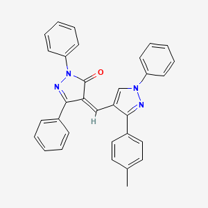 molecular formula C32H24N4O B11123000 4-{(Z)-1-[3-(4-methylphenyl)-1-phenyl-1H-pyrazol-4-yl]methylidene}-1,3-diphenyl-1H-pyrazol-5-one 