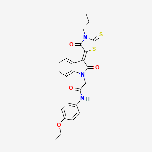 N-(4-ethoxyphenyl)-2-[(3Z)-2-oxo-3-(4-oxo-3-propyl-2-thioxo-1,3-thiazolidin-5-ylidene)-2,3-dihydro-1H-indol-1-yl]acetamide