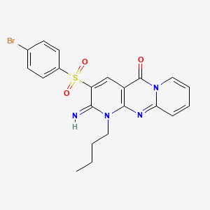 5-(4-bromophenyl)sulfonyl-7-butyl-6-imino-1,7,9-triazatricyclo[8.4.0.03,8]tetradeca-3(8),4,9,11,13-pentaen-2-one