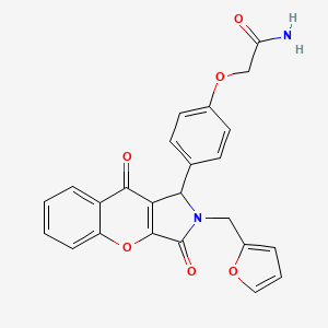 molecular formula C24H18N2O6 B11123075 2-{4-[2-(Furan-2-ylmethyl)-3,9-dioxo-1,2,3,9-tetrahydrochromeno[2,3-c]pyrrol-1-yl]phenoxy}acetamide 