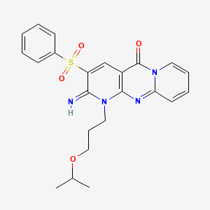 5-(Benzenesulfonyl)-6-imino-7-[3-(propan-2-yloxy)propyl]-1,7,9-triazatricyclo[8.4.0.0^{3,8}]tetradeca-3(8),4,9,11,13-pentaen-2-one