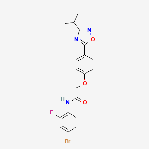 molecular formula C19H17BrFN3O3 B11123122 N-(4-bromo-2-fluorophenyl)-2-{4-[3-(propan-2-yl)-1,2,4-oxadiazol-5-yl]phenoxy}acetamide 