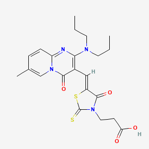 3-[(5Z)-5-{[2-(dipropylamino)-7-methyl-4-oxo-4H-pyrido[1,2-a]pyrimidin-3-yl]methylidene}-4-oxo-2-thioxo-1,3-thiazolidin-3-yl]propanoic acid