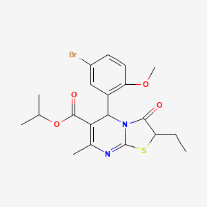 isopropyl 5-(5-bromo-2-methoxyphenyl)-2-ethyl-7-methyl-3-oxo-2,3-dihydro-5H-[1,3]thiazolo[3,2-a]pyrimidine-6-carboxylate