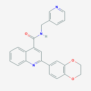 molecular formula C24H19N3O3 B11123200 2-(2,3-dihydro-1,4-benzodioxin-6-yl)-N-(pyridin-3-ylmethyl)quinoline-4-carboxamide 