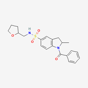 molecular formula C21H24N2O4S B11123212 2-methyl-1-(phenylcarbonyl)-N-(tetrahydrofuran-2-ylmethyl)-2,3-dihydro-1H-indole-5-sulfonamide 