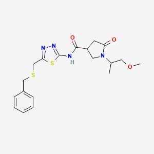 molecular formula C19H24N4O3S2 B11123217 N-{5-[(benzylsulfanyl)methyl]-1,3,4-thiadiazol-2-yl}-1-(1-methoxypropan-2-yl)-5-oxopyrrolidine-3-carboxamide 