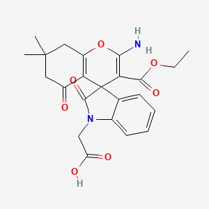 molecular formula C23H24N2O7 B11123262 [2-amino-3-(ethoxycarbonyl)-7,7-dimethyl-2',5-dioxo-5,6,7,8-tetrahydrospiro[chromene-4,3'-indol]-1'(2'H)-yl]acetic acid 