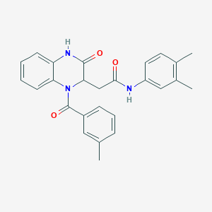 N-(3,4-dimethylphenyl)-2-{1-[(3-methylphenyl)carbonyl]-3-oxo-1,2,3,4-tetrahydroquinoxalin-2-yl}acetamide