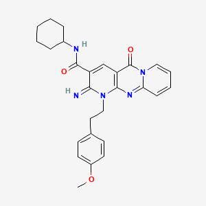 N-cyclohexyl-6-imino-7-[2-(4-methoxyphenyl)ethyl]-2-oxo-1,7,9-triazatricyclo[8.4.0.0^{3,8}]tetradeca-3(8),4,9,11,13-pentaene-5-carboxamide