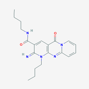 molecular formula C20H25N5O2 B11123304 N,7-dibutyl-6-imino-2-oxo-1,7,9-triazatricyclo[8.4.0.03,8]tetradeca-3(8),4,9,11,13-pentaene-5-carboxamide 