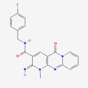 molecular formula C20H16FN5O2 B11123393 N-[(4-fluorophenyl)methyl]-6-imino-7-methyl-2-oxo-1,7,9-triazatricyclo[8.4.0.03,8]tetradeca-3(8),4,9,11,13-pentaene-5-carboxamide 