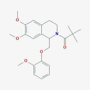 molecular formula C24H31NO5 B11123406 2-(2,2-Dimethylpropanoyl)-6,7-dimethoxy-1-[(2-methoxyphenoxy)methyl]-1,2,3,4-tetrahydroisoquinoline 