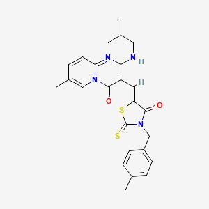 molecular formula C25H26N4O2S2 B11123420 7-methyl-3-{(Z)-[3-(4-methylbenzyl)-4-oxo-2-thioxo-1,3-thiazolidin-5-ylidene]methyl}-2-[(2-methylpropyl)amino]-4H-pyrido[1,2-a]pyrimidin-4-one 