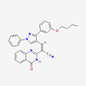 (2Z)-3-[3-(3-butoxyphenyl)-1-phenyl-1H-pyrazol-4-yl]-2-(4-oxo-3,4-dihydroquinazolin-2-yl)prop-2-enenitrile