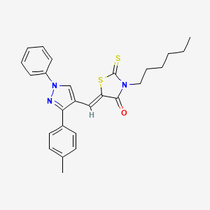 (5Z)-3-hexyl-5-{[3-(4-methylphenyl)-1-phenyl-1H-pyrazol-4-yl]methylidene}-2-thioxo-1,3-thiazolidin-4-one