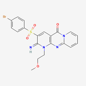 molecular formula C20H17BrN4O4S B11123505 5-(4-bromophenyl)sulfonyl-6-imino-7-(2-methoxyethyl)-1,7,9-triazatricyclo[8.4.0.03,8]tetradeca-3(8),4,9,11,13-pentaen-2-one 