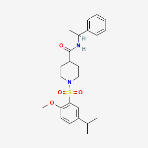 1-{[2-methoxy-5-(propan-2-yl)phenyl]sulfonyl}-N-(1-phenylethyl)piperidine-4-carboxamide