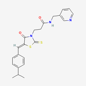 3-{(5Z)-4-oxo-5-[4-(propan-2-yl)benzylidene]-2-thioxo-1,3-thiazolidin-3-yl}-N-(pyridin-3-ylmethyl)propanamide