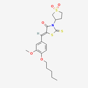 molecular formula C20H25NO5S3 B11123601 (5Z)-3-(1,1-dioxidotetrahydrothiophen-3-yl)-5-[3-methoxy-4-(pentyloxy)benzylidene]-2-thioxo-1,3-thiazolidin-4-one 