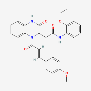 N-(2-ethoxyphenyl)-2-{1-[(2E)-3-(4-methoxyphenyl)prop-2-enoyl]-3-oxo-1,2,3,4-tetrahydroquinoxalin-2-yl}acetamide