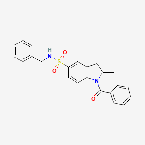 molecular formula C23H22N2O3S B11123642 N-benzyl-2-methyl-1-(phenylcarbonyl)-2,3-dihydro-1H-indole-5-sulfonamide 