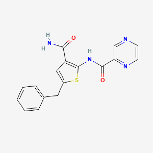 N-(5-benzyl-3-carbamoylthiophen-2-yl)pyrazine-2-carboxamide