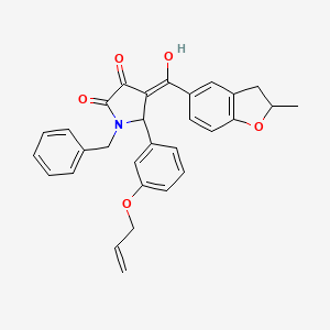 molecular formula C30H27NO5 B11123722 1-benzyl-3-hydroxy-4-[(2-methyl-2,3-dihydro-1-benzofuran-5-yl)carbonyl]-5-[3-(prop-2-en-1-yloxy)phenyl]-1,5-dihydro-2H-pyrrol-2-one 