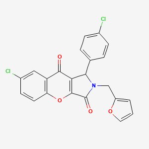 molecular formula C22H13Cl2NO4 B11123763 7-Chloro-1-(4-chlorophenyl)-2-(furan-2-ylmethyl)-1,2-dihydrochromeno[2,3-c]pyrrole-3,9-dione 