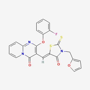 molecular formula C23H14FN3O4S2 B11123801 2-(2-fluorophenoxy)-3-{(Z)-[3-(furan-2-ylmethyl)-4-oxo-2-thioxo-1,3-thiazolidin-5-ylidene]methyl}-4H-pyrido[1,2-a]pyrimidin-4-one 