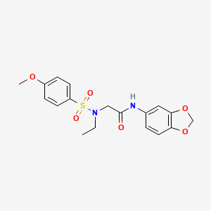 molecular formula C18H20N2O6S B11123816 N-1,3-benzodioxol-5-yl-N~2~-ethyl-N~2~-[(4-methoxyphenyl)sulfonyl]glycinamide 