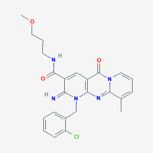 7-[(2-chlorophenyl)methyl]-6-imino-N-(3-methoxypropyl)-11-methyl-2-oxo-1,7,9-triazatricyclo[8.4.0.03,8]tetradeca-3(8),4,9,11,13-pentaene-5-carboxamide