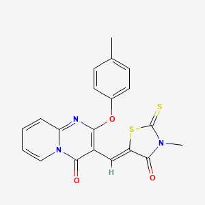 molecular formula C20H15N3O3S2 B11123996 3-[(Z)-(3-methyl-4-oxo-2-thioxo-1,3-thiazolidin-5-ylidene)methyl]-2-(4-methylphenoxy)-4H-pyrido[1,2-a]pyrimidin-4-one 