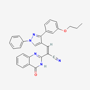 (2Z)-2-(4-oxo-3,4-dihydroquinazolin-2-yl)-3-[1-phenyl-3-(3-propoxyphenyl)-1H-pyrazol-4-yl]prop-2-enenitrile