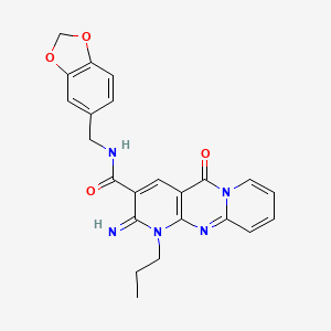 N-(1,3-benzodioxol-5-ylmethyl)-6-imino-2-oxo-7-propyl-1,7,9-triazatricyclo[8.4.0.03,8]tetradeca-3(8),4,9,11,13-pentaene-5-carboxamide