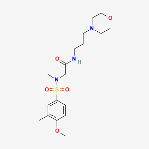 molecular formula C18H29N3O5S B11124092 2-[(4-Methoxy-3-methyl-benzenesulfonyl)-methyl-amino]-N-(3-morpholin-4-yl-propyl)-acetamide 