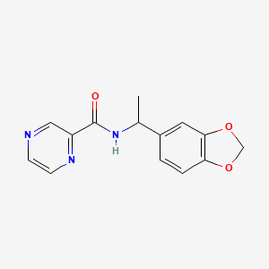 molecular formula C14H13N3O3 B11124094 N-[1-(1,3-benzodioxol-5-yl)ethyl]pyrazine-2-carboxamide 