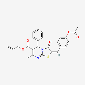 molecular formula C26H22N2O5S B11124126 allyl (2E)-2-[4-(acetyloxy)benzylidene]-7-methyl-3-oxo-5-phenyl-2,3-dihydro-5H-[1,3]thiazolo[3,2-a]pyrimidine-6-carboxylate 