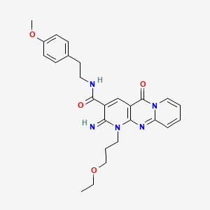 molecular formula C26H29N5O4 B11124134 7-(3-ethoxypropyl)-6-imino-N-[2-(4-methoxyphenyl)ethyl]-2-oxo-1,7,9-triazatricyclo[8.4.0.03,8]tetradeca-3(8),4,9,11,13-pentaene-5-carboxamide 