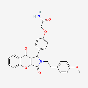 molecular formula C28H24N2O6 B11124173 2-(4-{2-[2-(4-Methoxyphenyl)ethyl]-3,9-dioxo-1,2,3,9-tetrahydrochromeno[2,3-c]pyrrol-1-yl}phenoxy)acetamide 