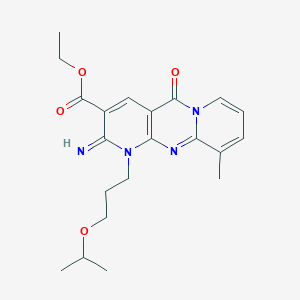 ethyl 6-imino-11-methyl-2-oxo-7-(3-propan-2-yloxypropyl)-1,7,9-triazatricyclo[8.4.0.03,8]tetradeca-3(8),4,9,11,13-pentaene-5-carboxylate