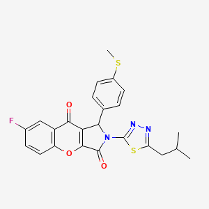 molecular formula C24H20FN3O3S2 B11124310 7-Fluoro-2-[5-(2-methylpropyl)-1,3,4-thiadiazol-2-yl]-1-[4-(methylsulfanyl)phenyl]-1,2-dihydrochromeno[2,3-c]pyrrole-3,9-dione 