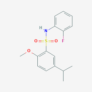 molecular formula C16H18FNO3S B11124324 N-(2-fluorophenyl)-2-methoxy-5-(propan-2-yl)benzenesulfonamide 