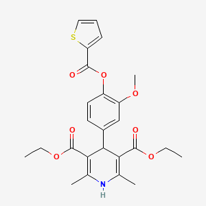 Diethyl 4-{3-methoxy-4-[(thiophen-2-ylcarbonyl)oxy]phenyl}-2,6-dimethyl-1,4-dihydropyridine-3,5-dicarboxylate