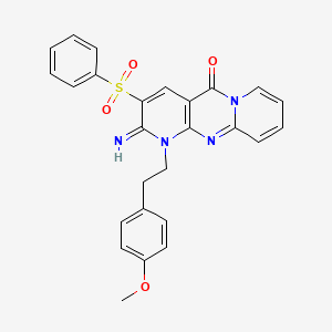 5-(Benzenesulfonyl)-6-imino-7-[2-(4-methoxyphenyl)ethyl]-1,7,9-triazatricyclo[8.4.0.0^{3,8}]tetradeca-3(8),4,9,11,13-pentaen-2-one